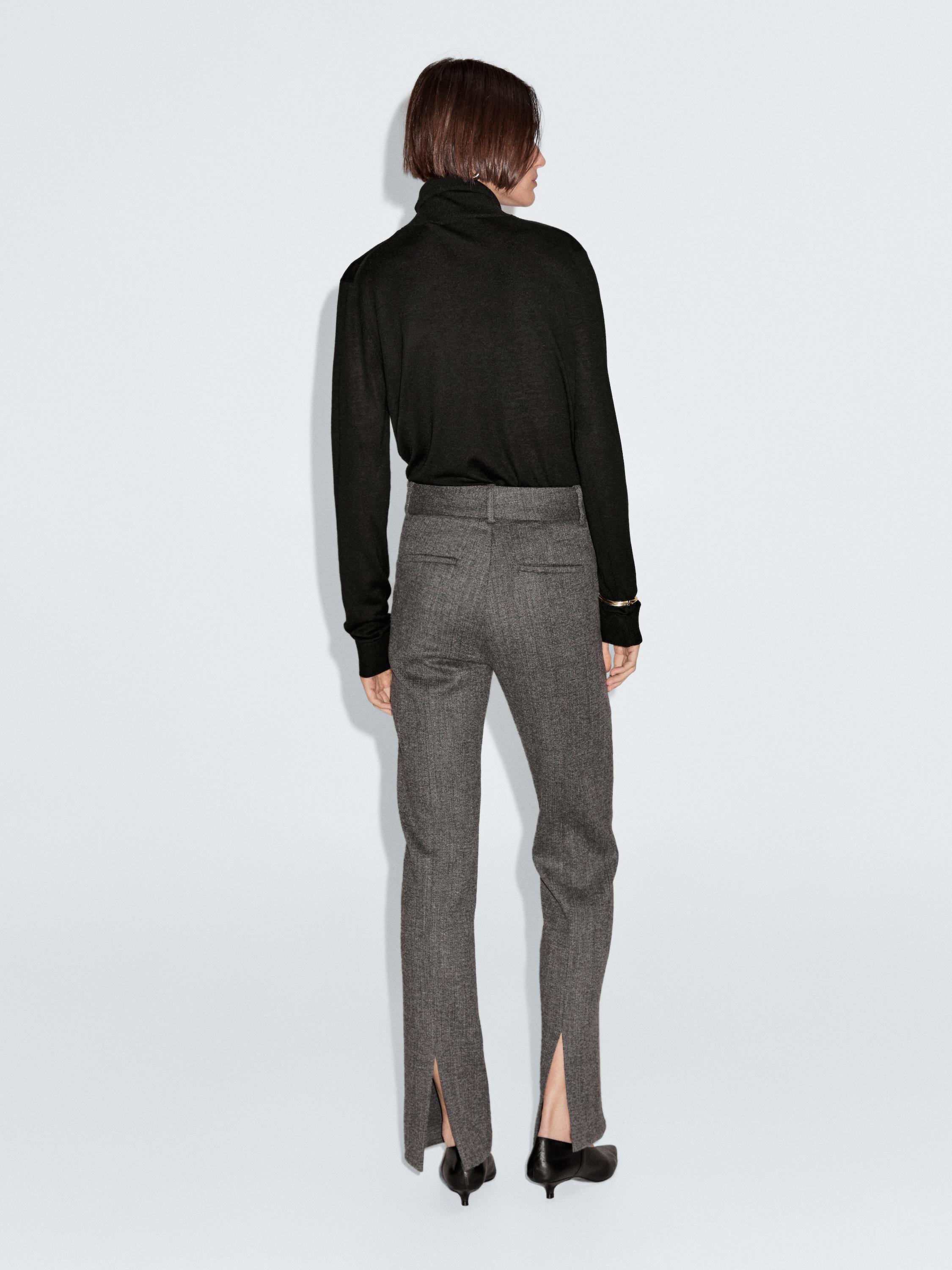 Pantalon de tailleur chiné en laine mélangée
